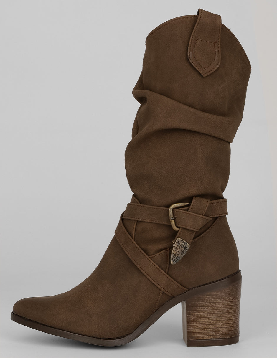 Botas altas Exterior Piel vegana Color Café Para Mujer De RBCOLLECTION