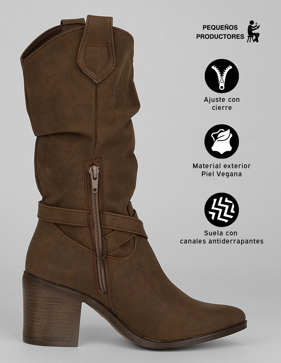 Botas altas Hella en Piel vegana – Café