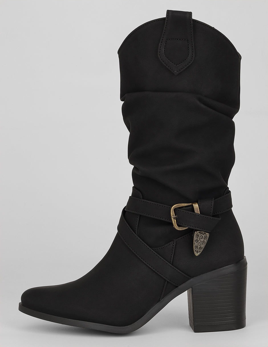 Botas tipo western Exterior Sintético Color Negro Para Mujer De RBCOLLECTION
