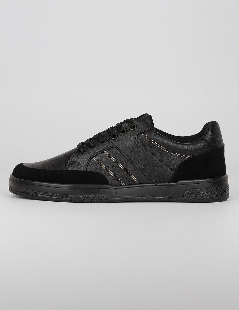 Tenis con cordones Exterior Piel vegana Color Negro Para Hombre De RBCOLLECTION
