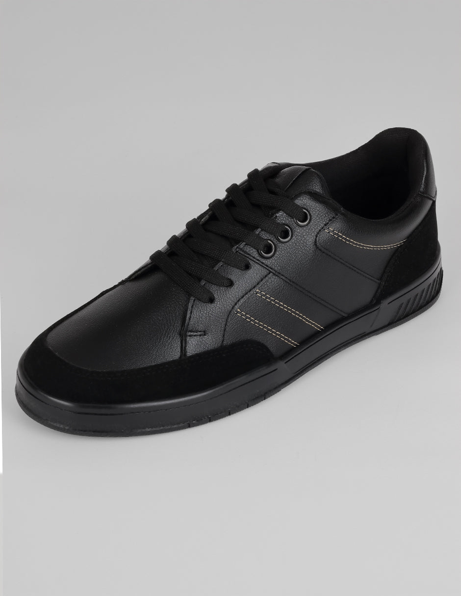 Tenis con cordones Urban en Piel vegana – Negro