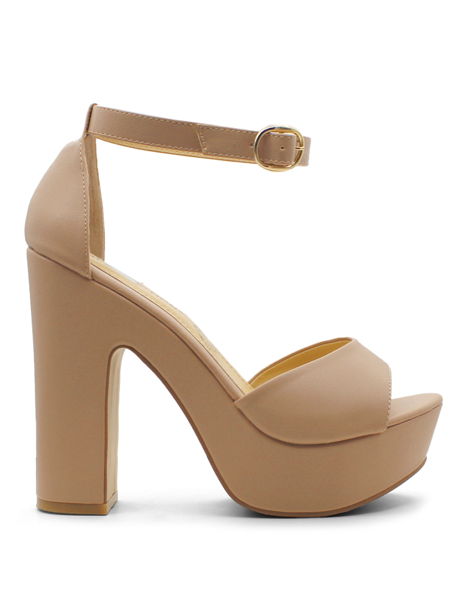 Sandalias con tacón Exterior Piel sintética Color Beige Para Mujer De RBCOLLECTION