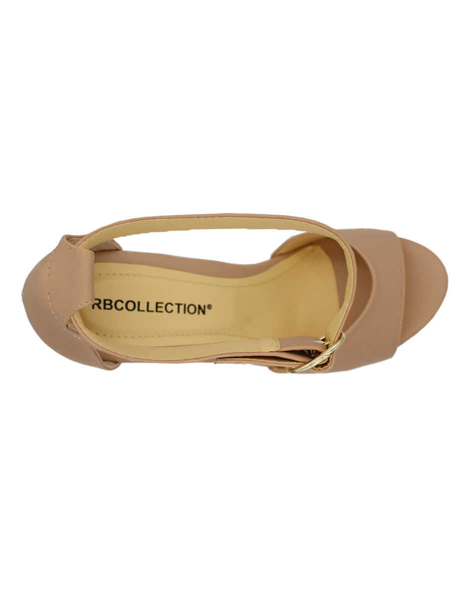 Sandalias con tacón Exterior Piel sintética Color Beige Para Mujer De RBCOLLECTION