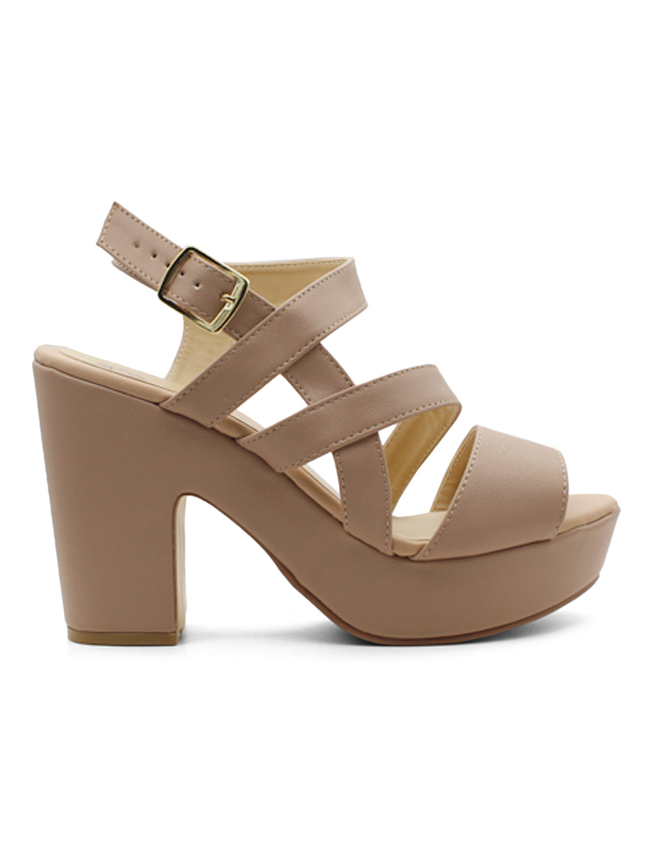 Sandalias con tacón Exterior Piel sintética Color Beige Para Mujer De RBCOLLECTION