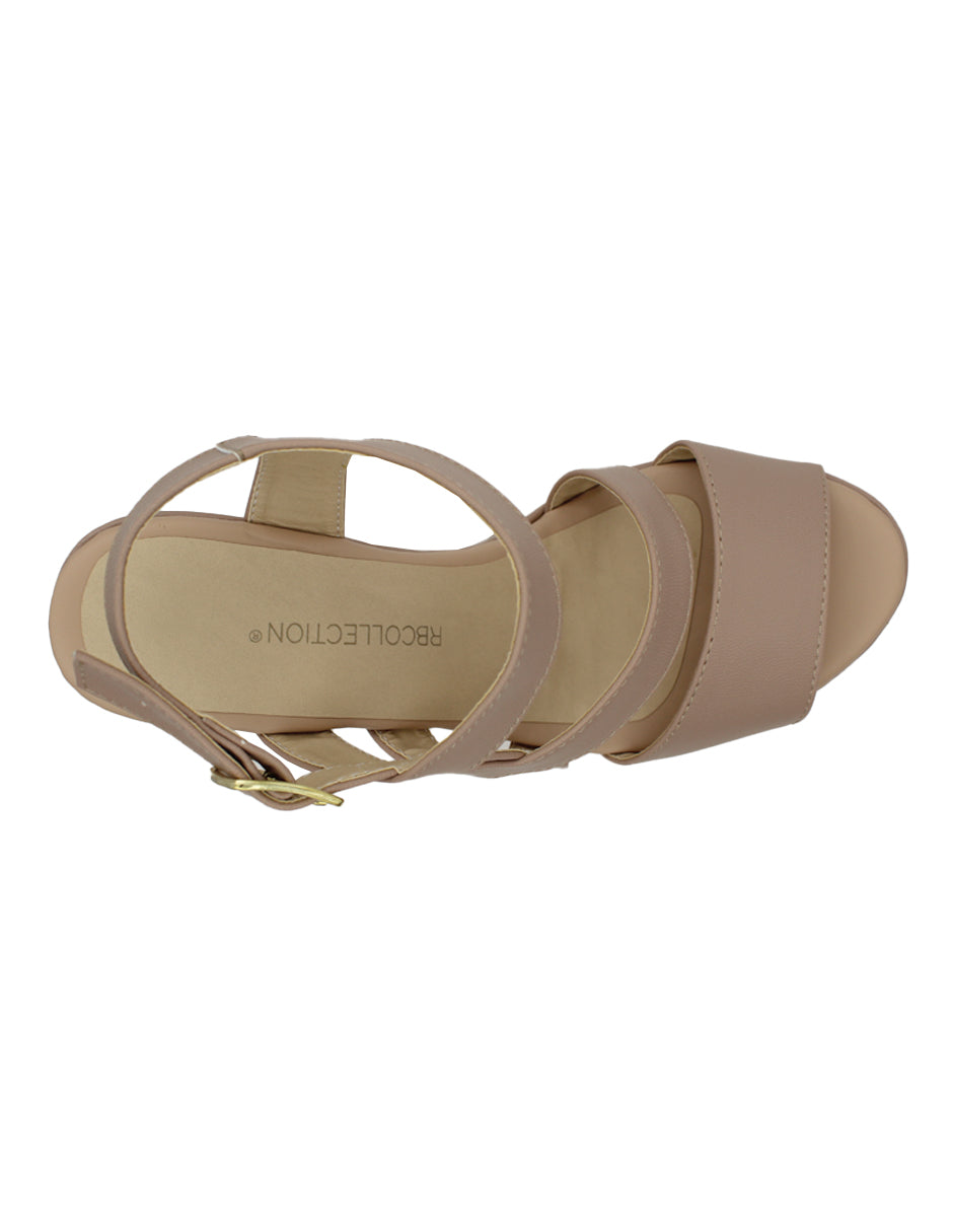 Sandalias con tacón Exterior Piel sintética Color Beige Para Mujer De RBCOLLECTION