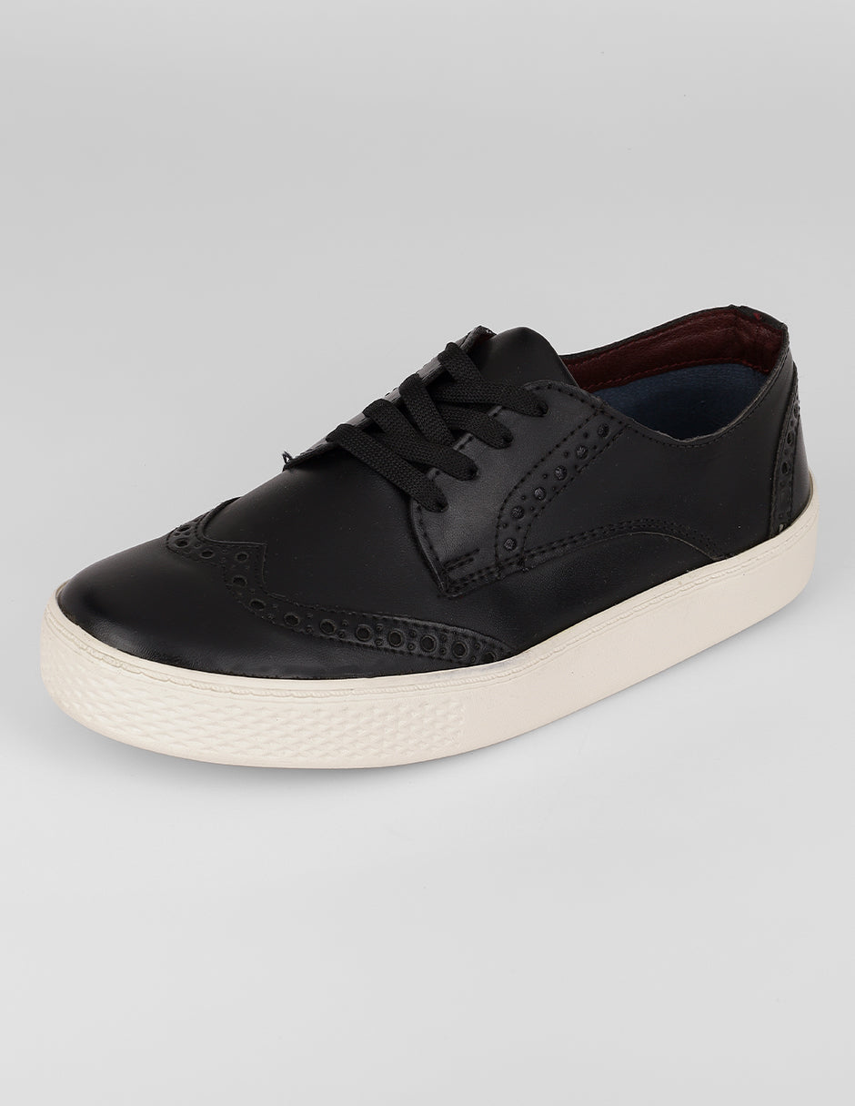Tenis con cordones Urban en Piel – Negro