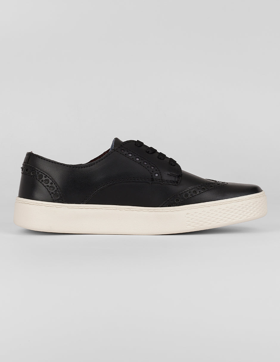 Tenis con cordones Urban en Piel – Negro