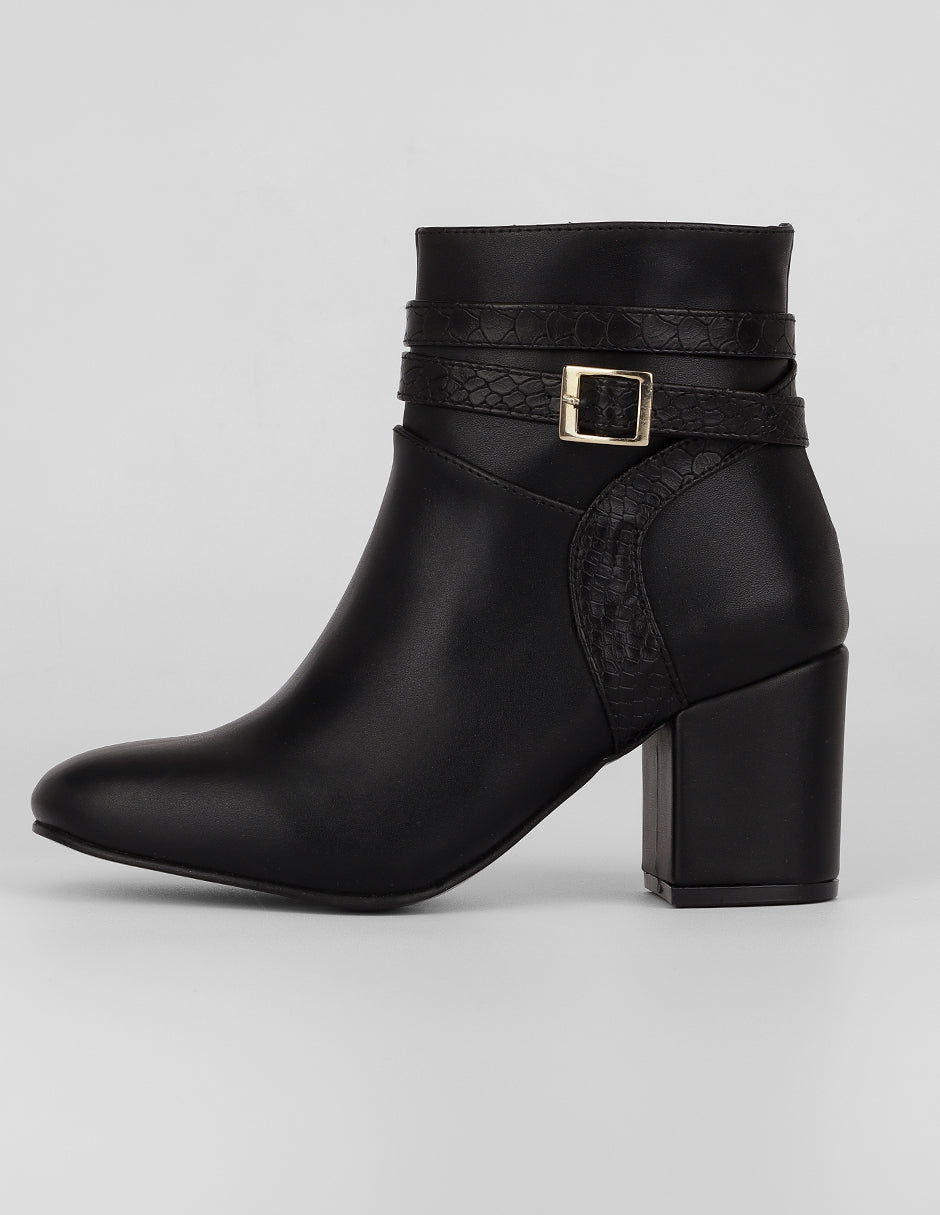 Botín con tacón Aurora en Piel vegana – Negro