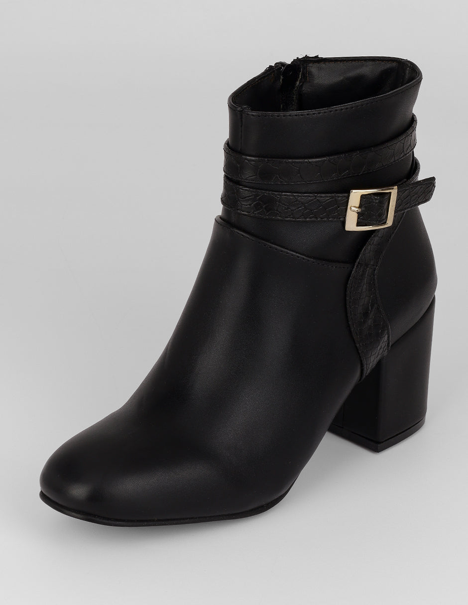 Botín con tacón Aurora en Piel vegana – Negro