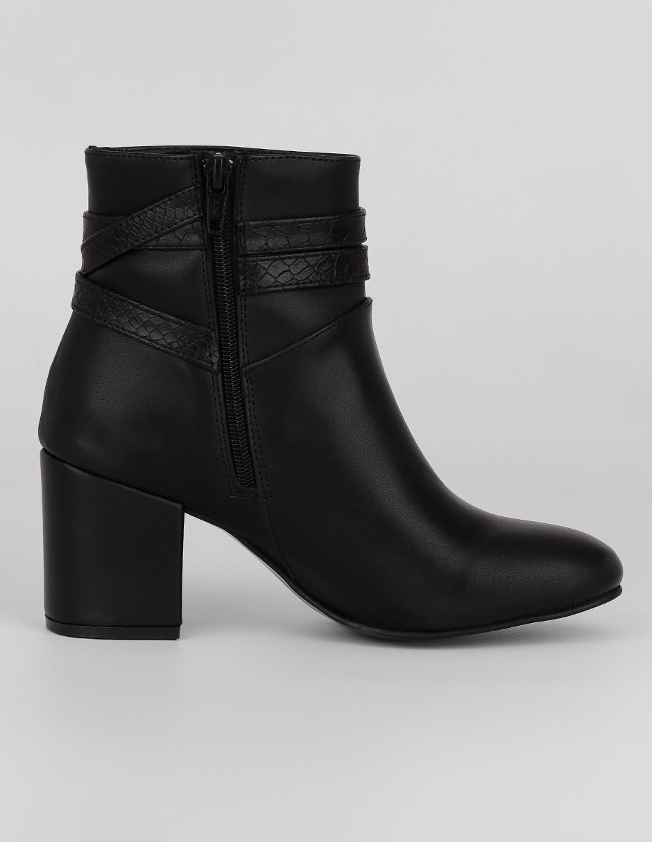Botín con tacón Aurora en Piel vegana – Negro