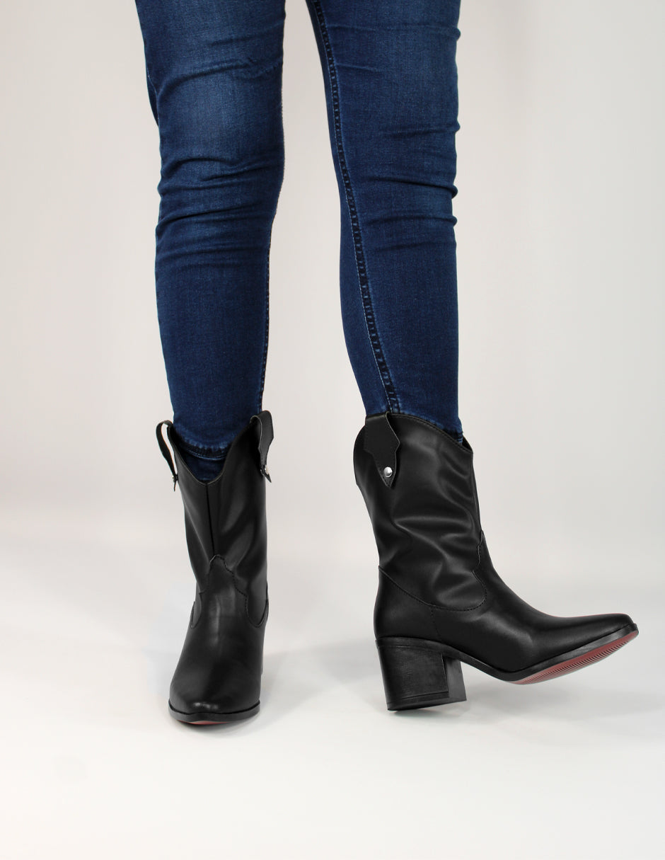 Botas tipo western Exterior Piel sintética Color Negro Para Mujer De RBCOLLECTION