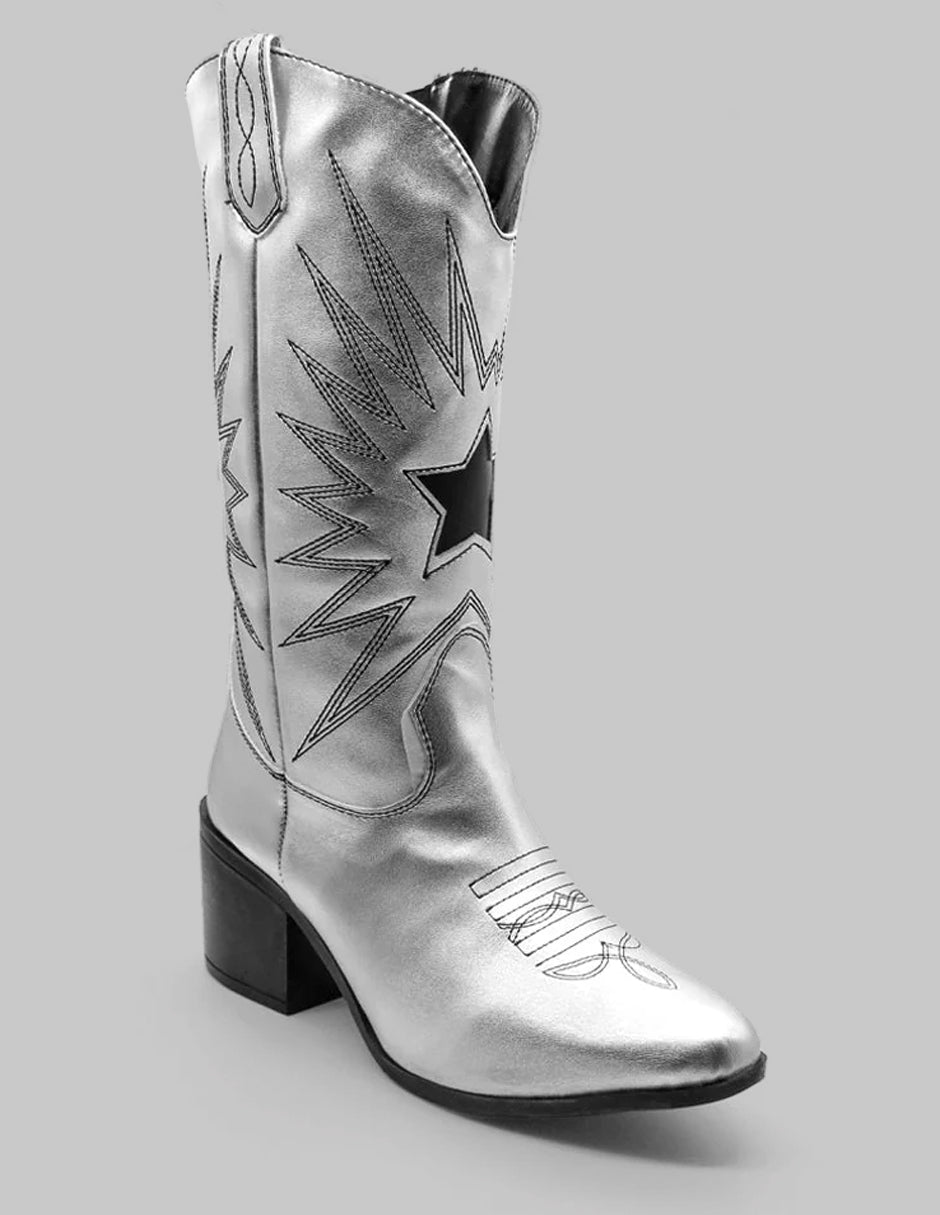 Botas tipo western West en Sintético – Plata