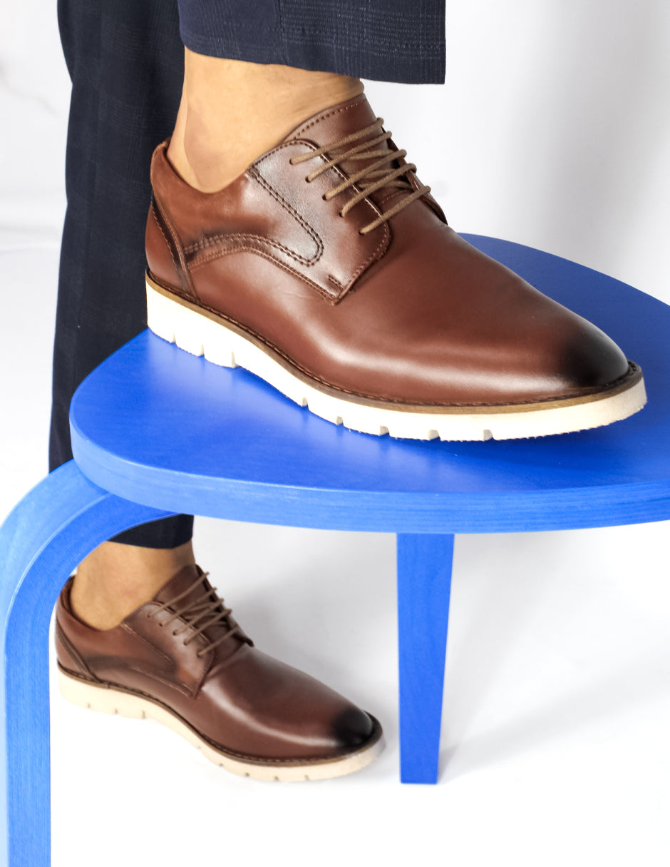 Oxfords Exterior Piel natural Color Café Para Hombre De RBCOLLECTION