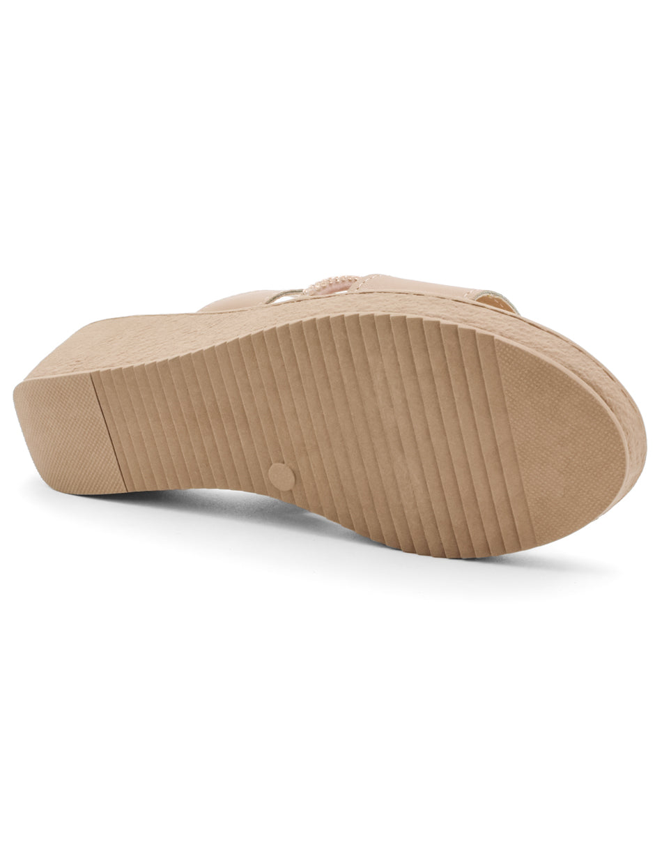 Sandalias con plataforma Exterior Piel sintética Color Beige  Para Mujer De RBCOLLECTION