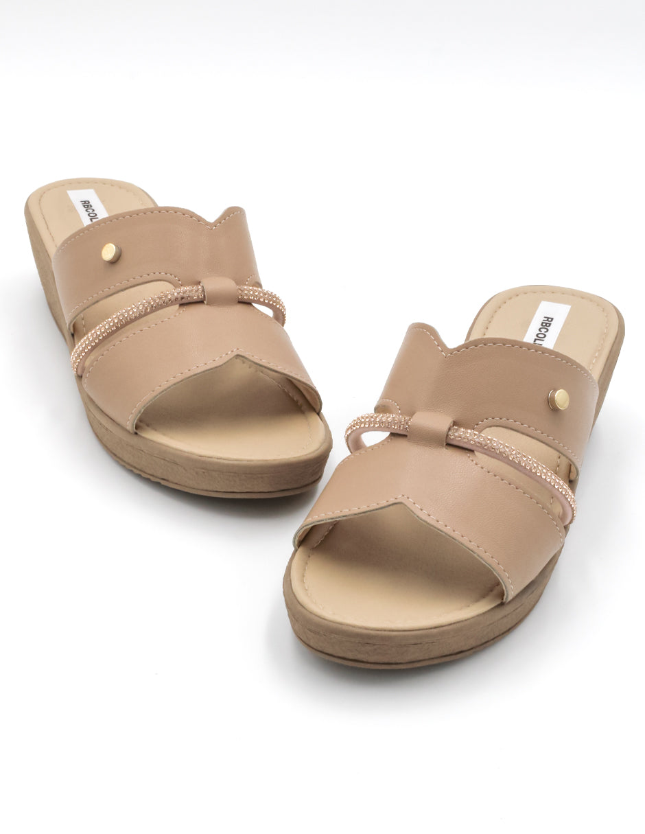 Sandalias con plataforma Exterior Piel sintética Color Beige  Para Mujer De RBCOLLECTION