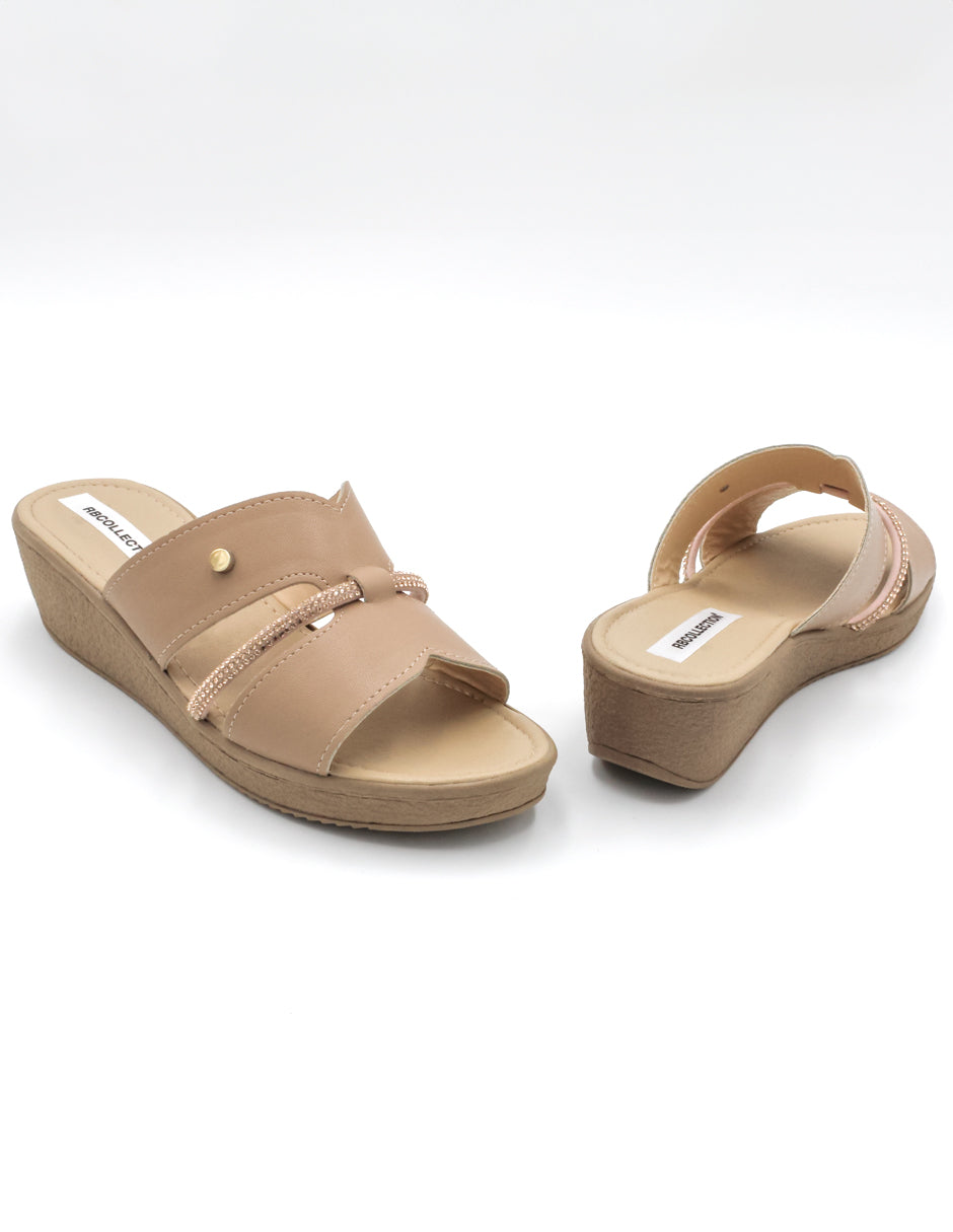 Sandalias con plataforma Exterior Piel sintética Color Beige  Para Mujer De RBCOLLECTION