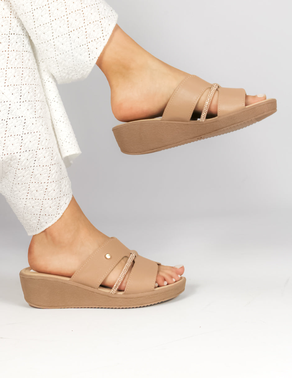 Sandalias con plataforma Exterior Piel sintética Color Beige  Para Mujer De RBCOLLECTION