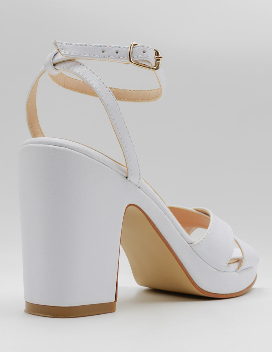 Sandalia con tacón Classy en Piel vegana – Blanco