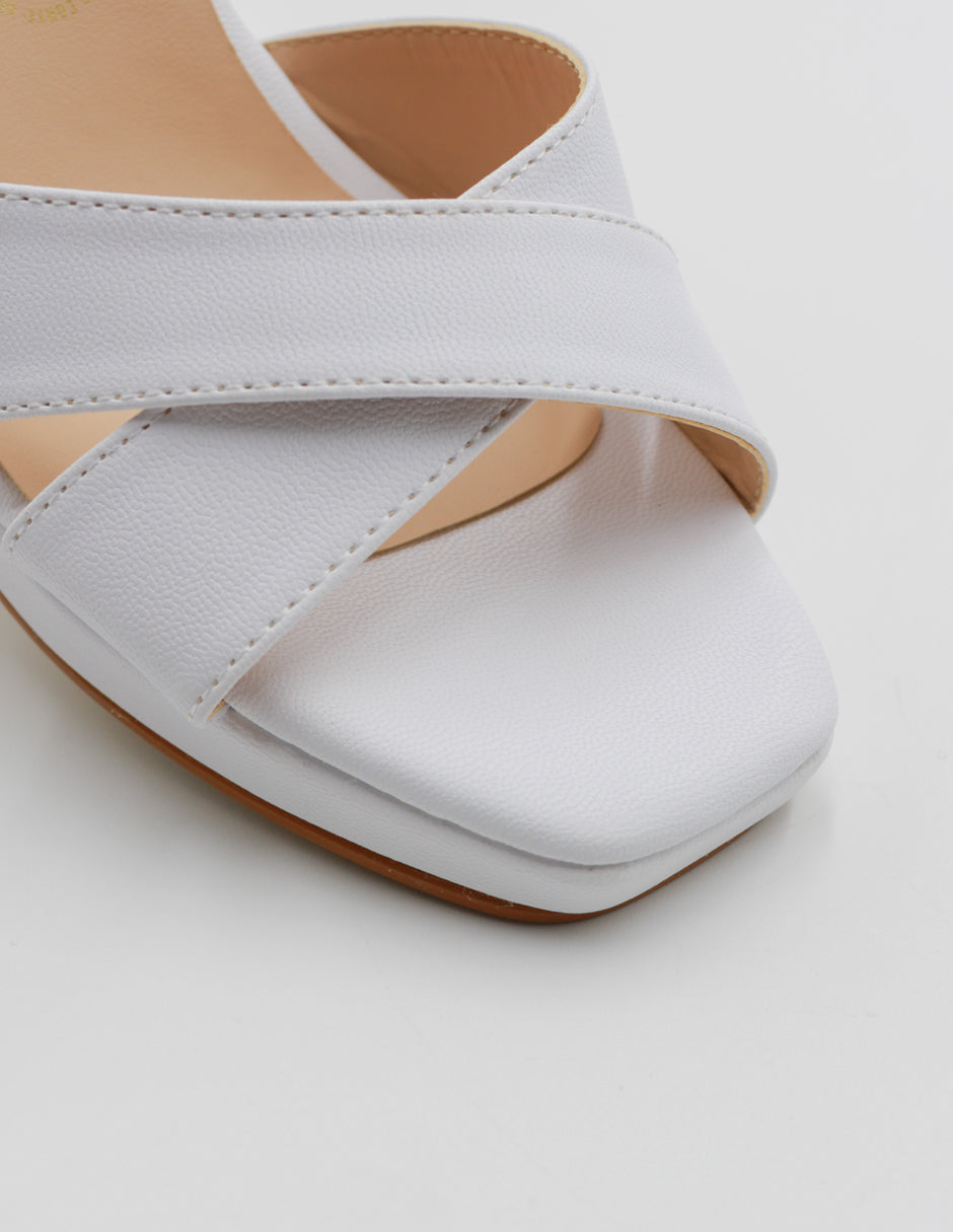 Sandalia con tacón Classy en Piel vegana – Blanco