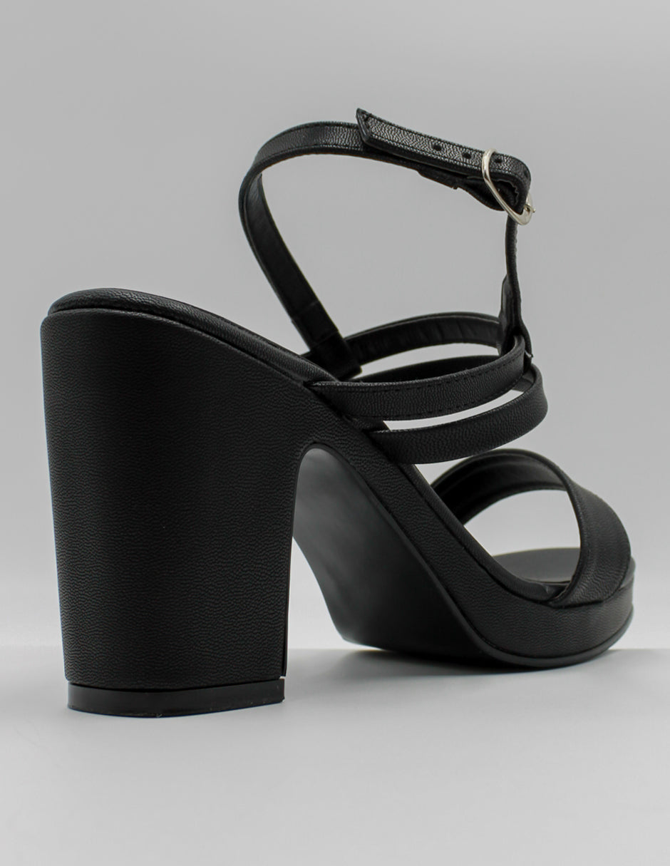 Sandalia con tacón DANA en Piel vegana – Negro