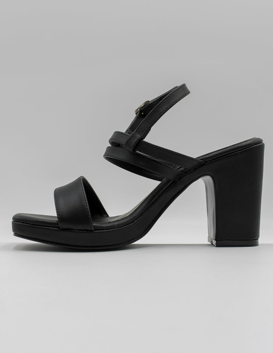 Sandalia con tacón DANA en Piel vegana – Negro
