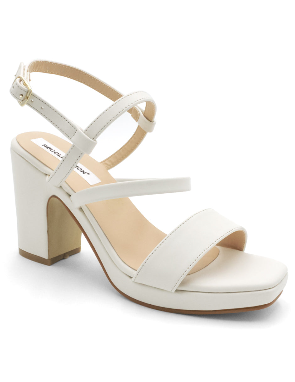 Sandalia con tacón Exterior Piel sintética Color Blanco Para Mujer De RBCOLLECTION
