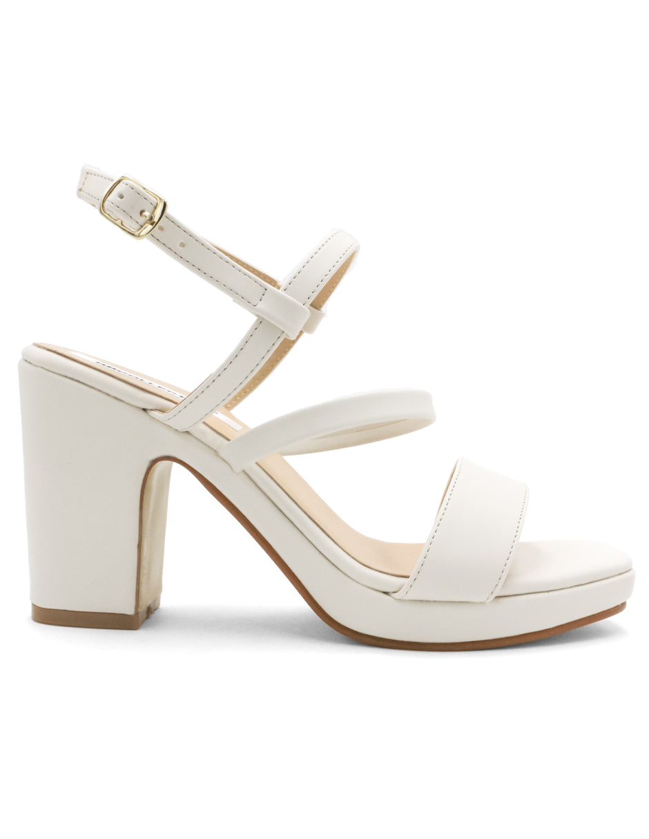Sandalia con tacón Exterior Piel sintética Color Blanco Para Mujer De RBCOLLECTION