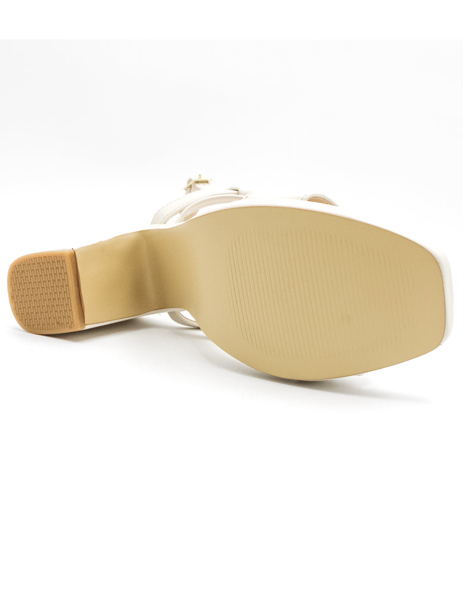 Sandalia con tacón Exterior Piel sintética Color Blanco Para Mujer De RBCOLLECTION