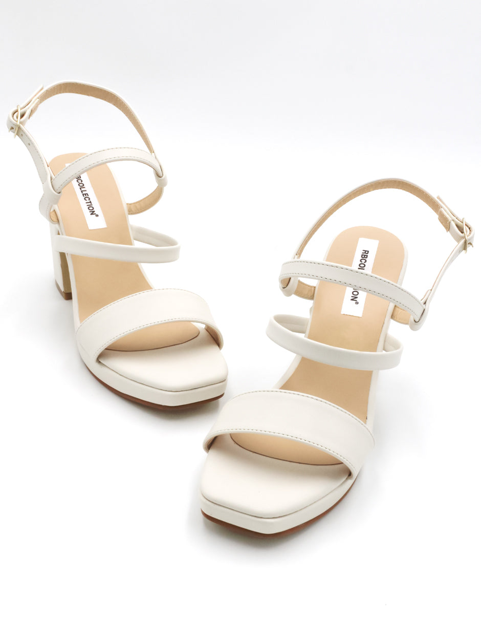 Sandalia con tacón Exterior Piel sintética Color Blanco Para Mujer De RBCOLLECTION