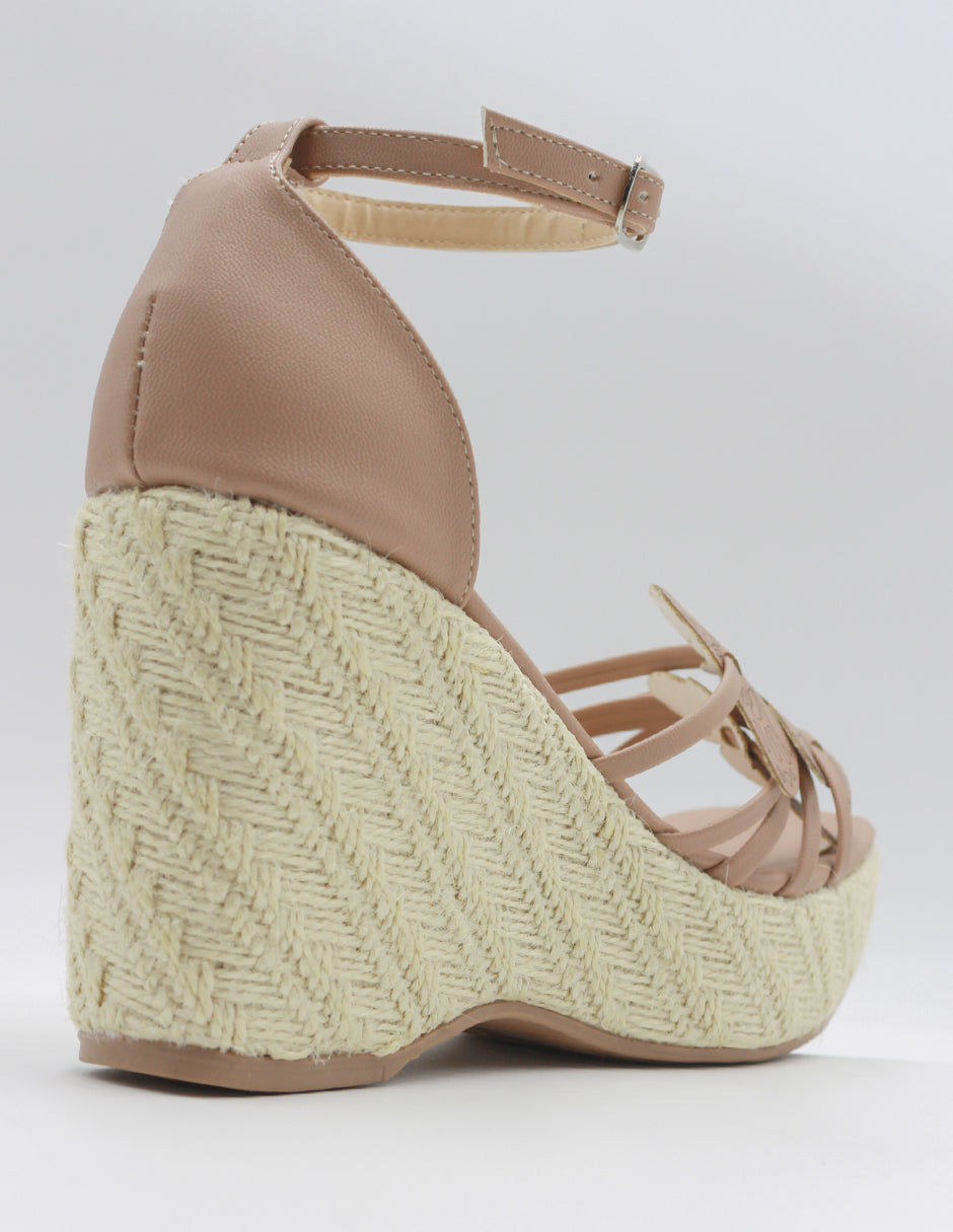 Sandalias con plataforma RICE en Piel vegana – Beige