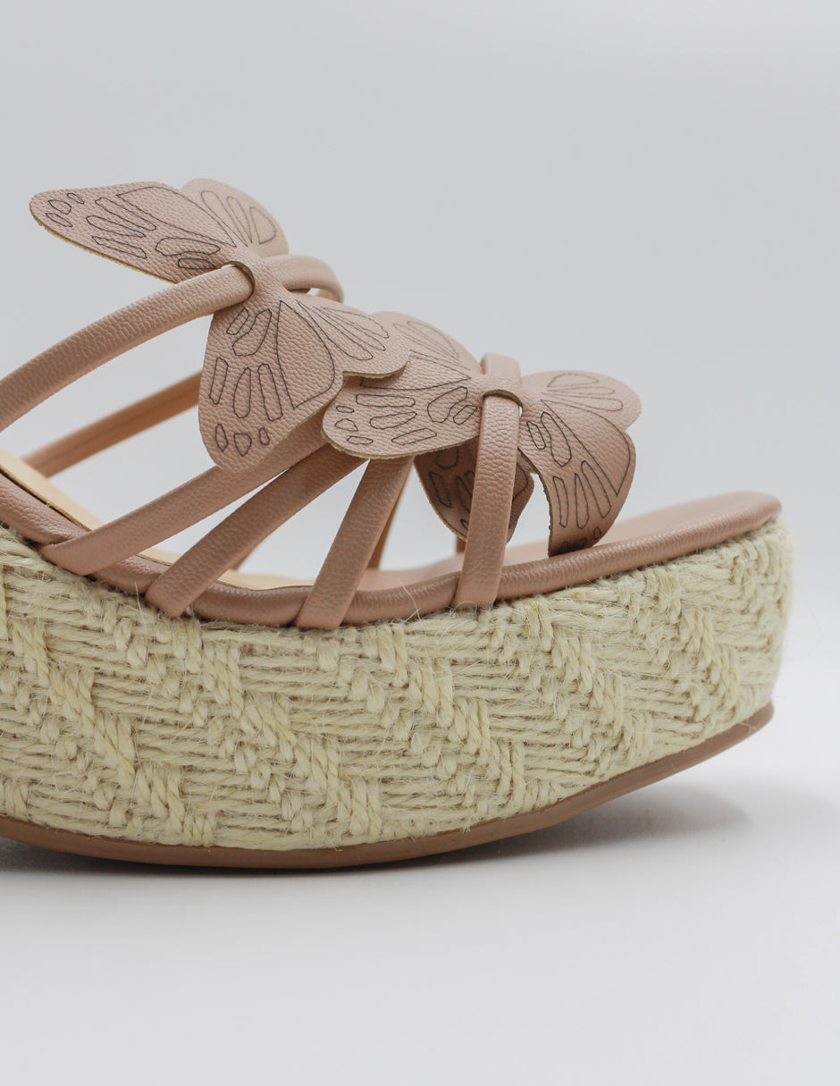 Sandalias con plataforma RICE en Piel vegana – Beige