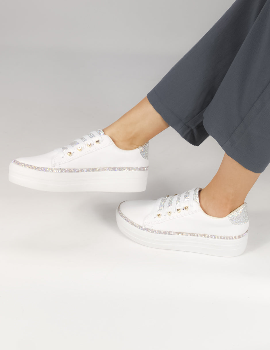 Tenis tipo deportivo  Exterior Sintético Color Blanco Para Mujer De RBCOLLECTION