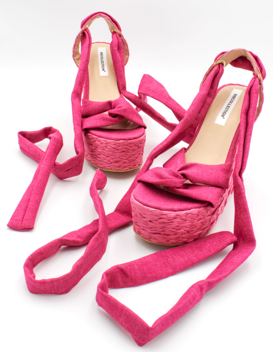 Sandalias con plataforma Exterior Textil Color Rosa Para Mujer De RBCOLLECTION