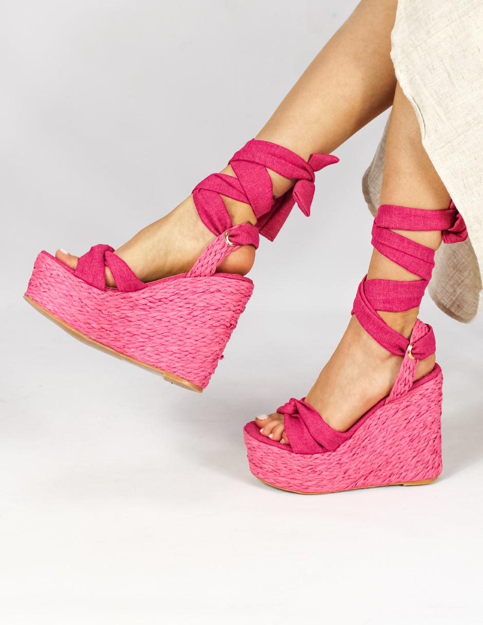 Sandalias con plataforma Exterior Textil Color Rosa Para Mujer De RBCOLLECTION