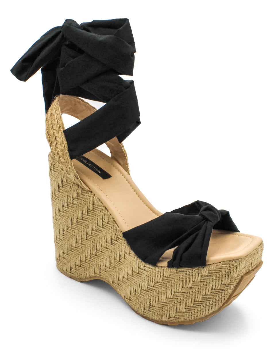Sandalias con plataforma Exterior Textil Color Negro Para Mujer De RBCOLLECTION