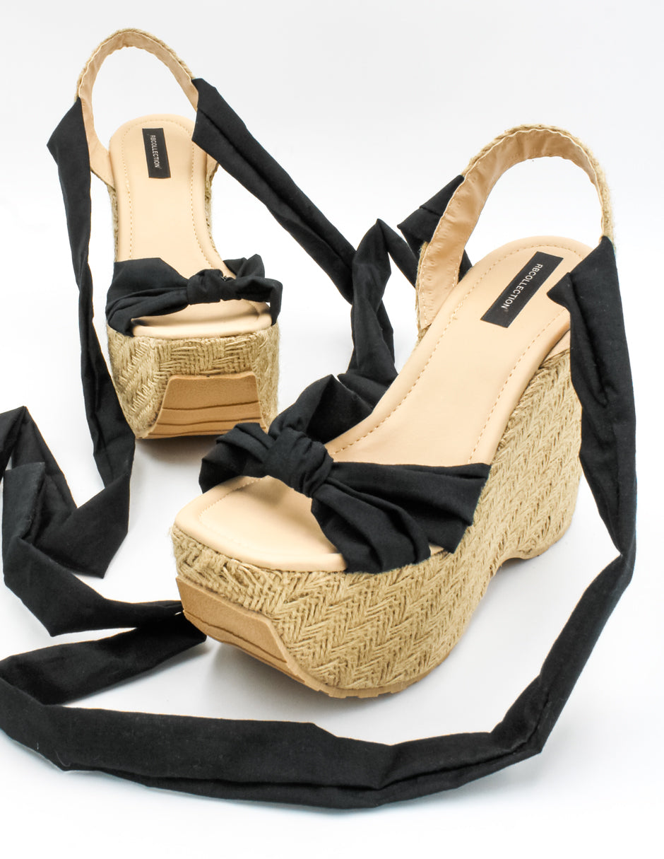 Sandalias con plataforma Exterior Textil Color Negro Para Mujer De RBCOLLECTION