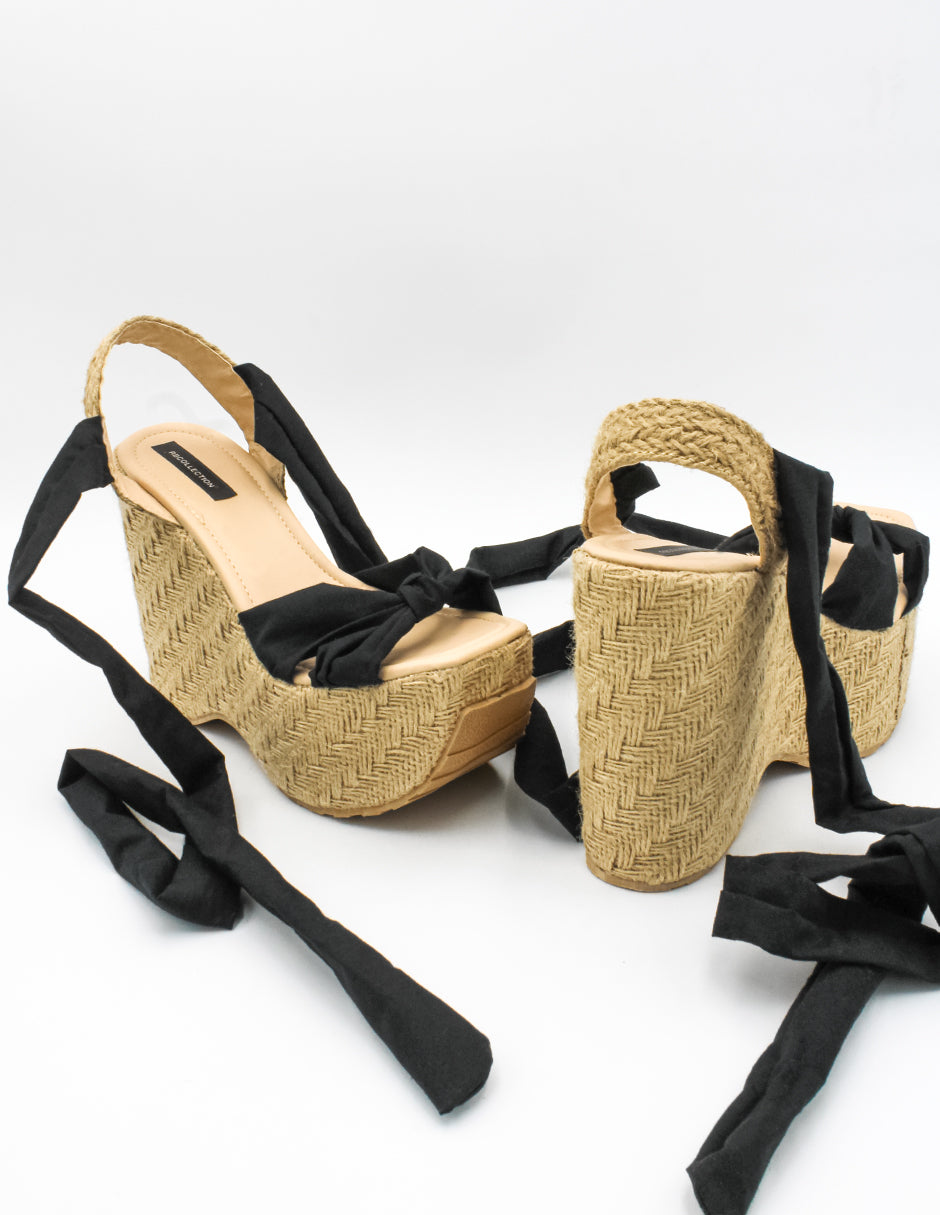 Sandalias con plataforma Exterior Textil Color Negro Para Mujer De RBCOLLECTION