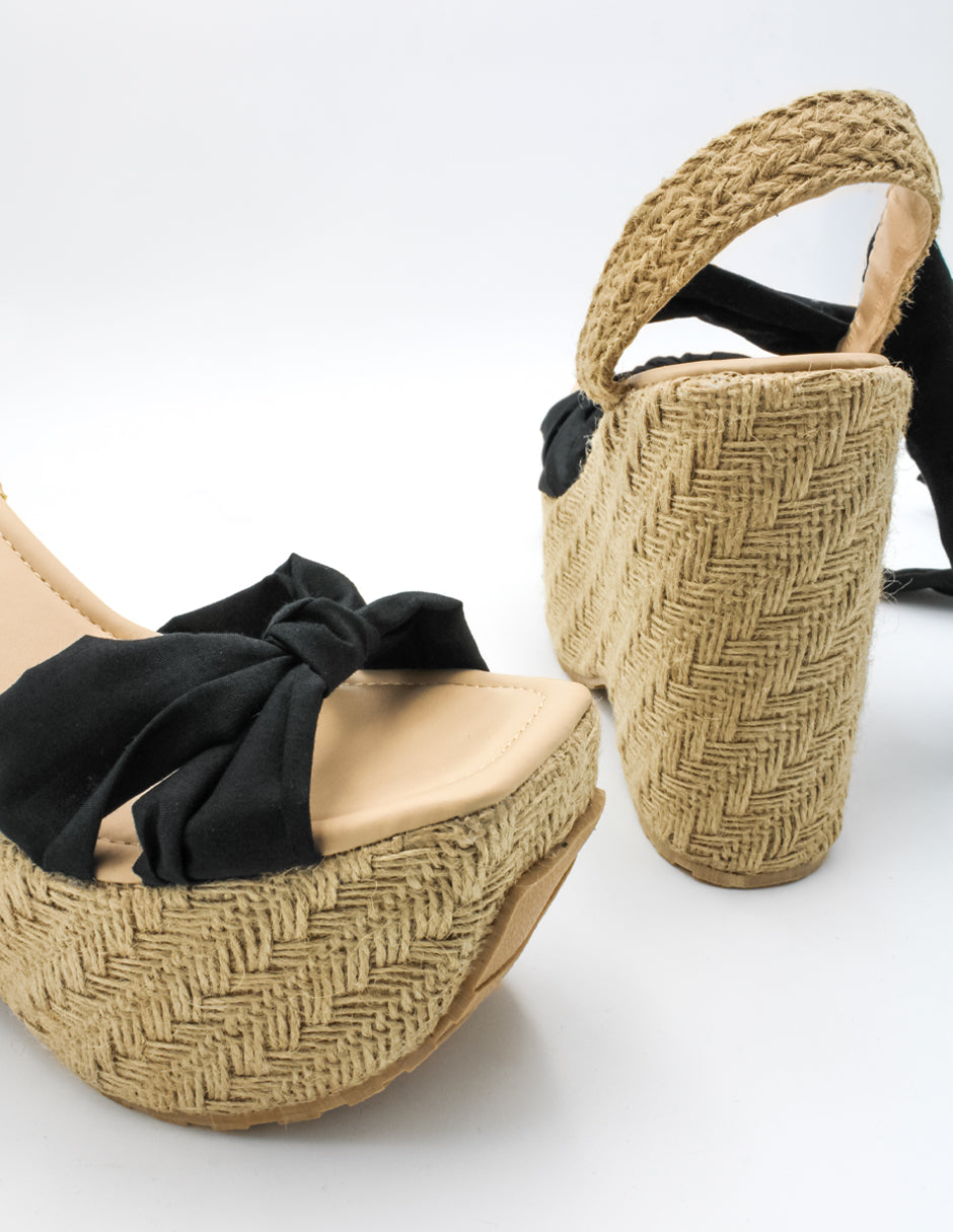 Sandalias con plataforma Exterior Textil Color Negro Para Mujer De RBCOLLECTION