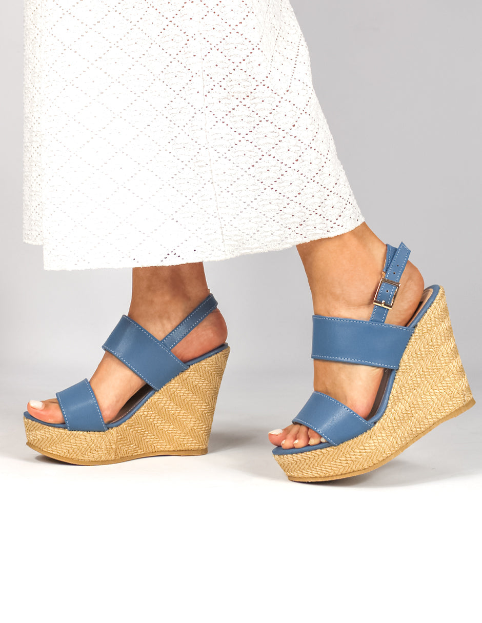 Sandalias con plataforma Exterior Piel sintética Color Azul Para Mujer De RBCOLLECTION