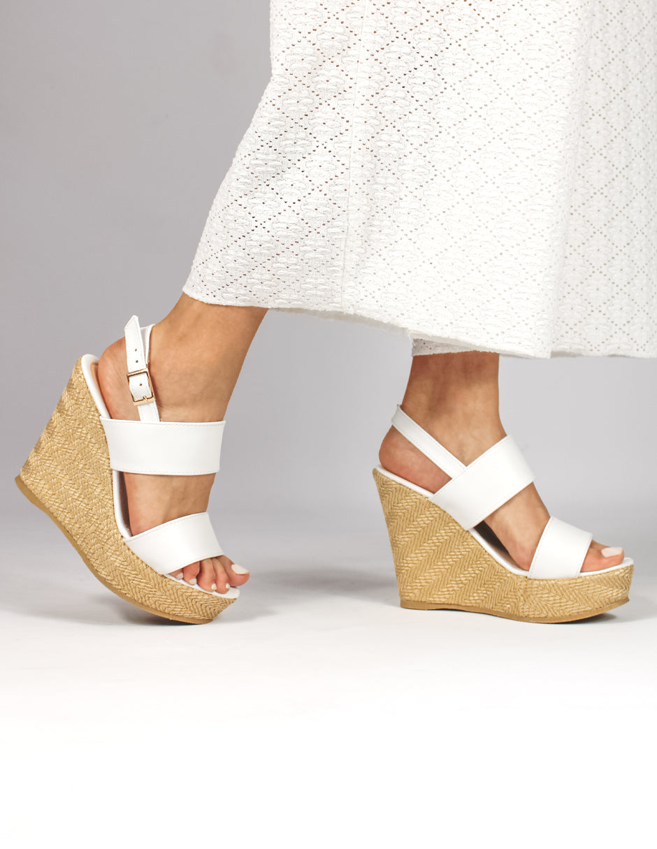 Sandalias con plataforma Exterior Piel sintética Color Blanco Para Mujer De RBCOLLECTION