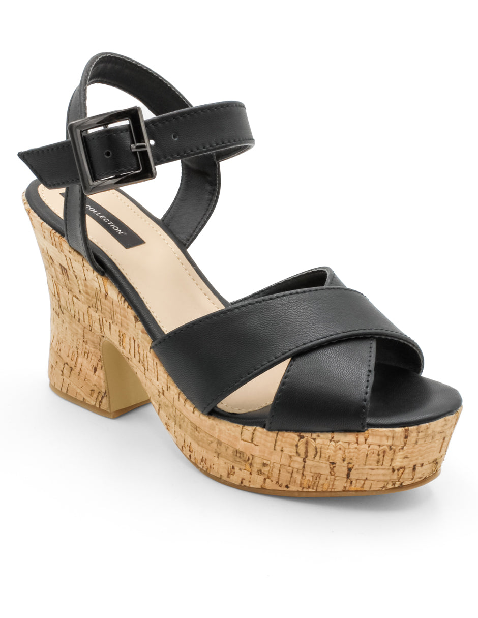 Sandalia con tacón Exterior Piel sintética Color Negro Para Mujer De RBCOLLECTION