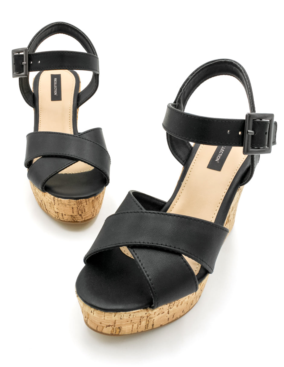 Sandalia con tacón Exterior Piel sintética Color Negro Para Mujer De RBCOLLECTION