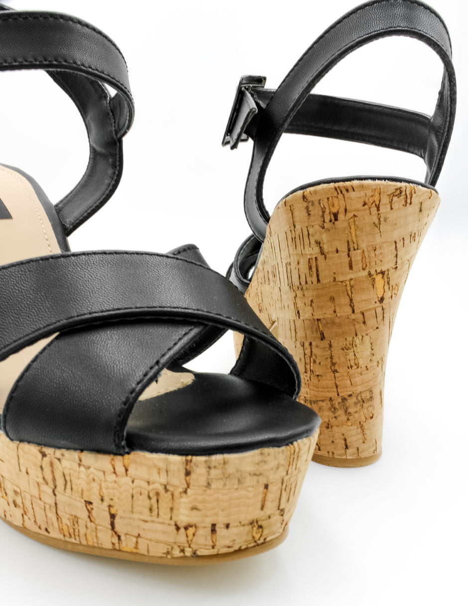 Sandalia con tacón Exterior Piel sintética Color Negro Para Mujer De RBCOLLECTION