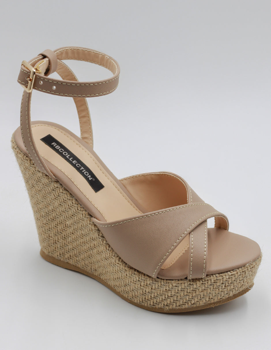 Sandalias con plataforma Exterior Piel vegana Color Beige  Para Mujer De RBCOLLECTION