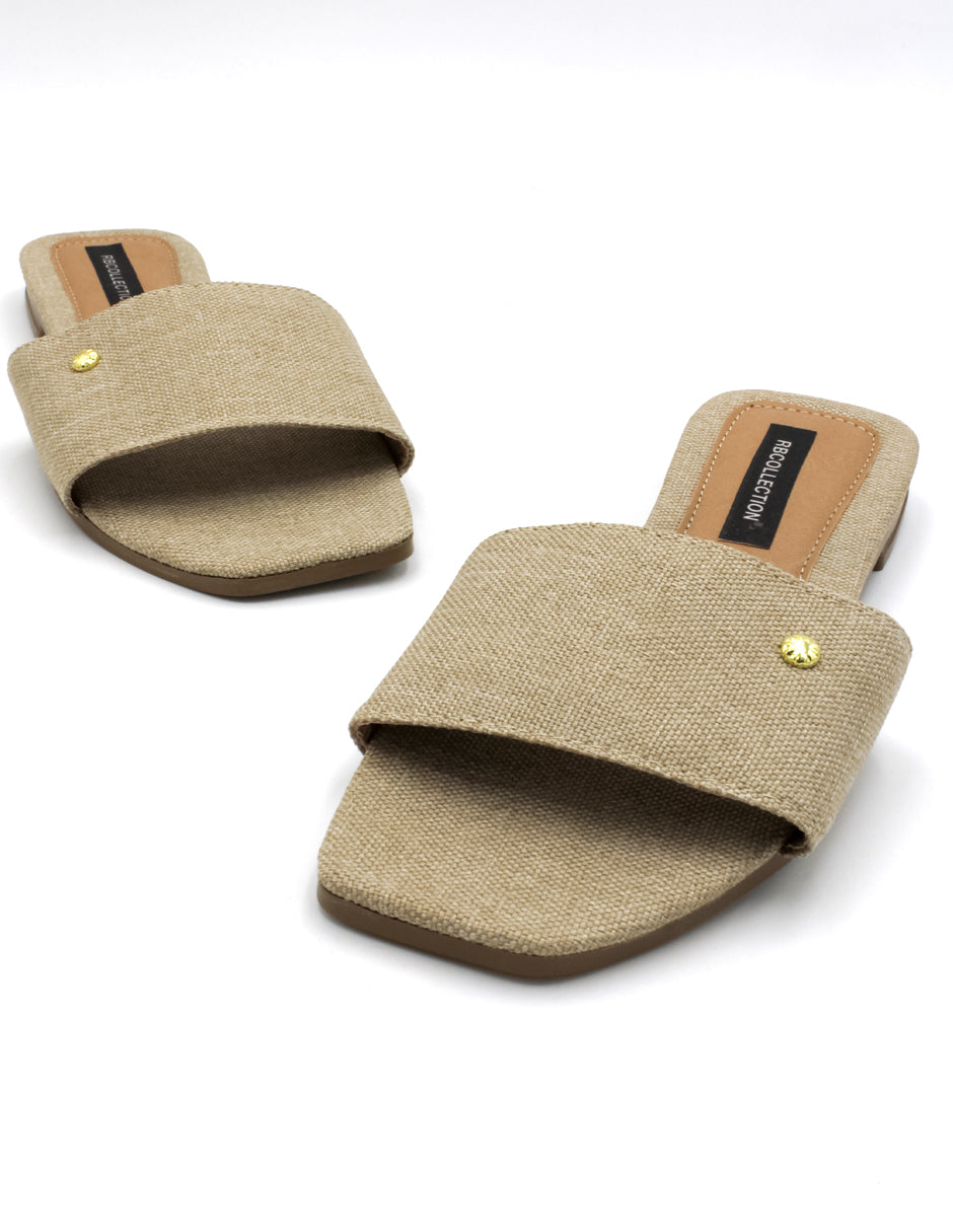 Sandalias de piso Exterior Textil Color Beige  Para Mujer De RBCOLLECTION