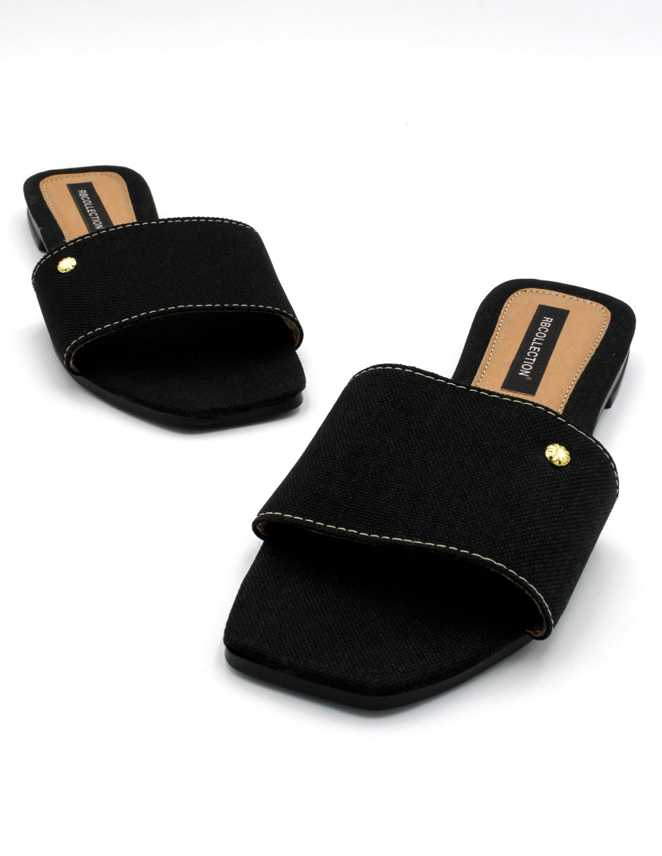 Sandalias de piso Exterior Textil Color Negro Para Mujer De RBCOLLECTION