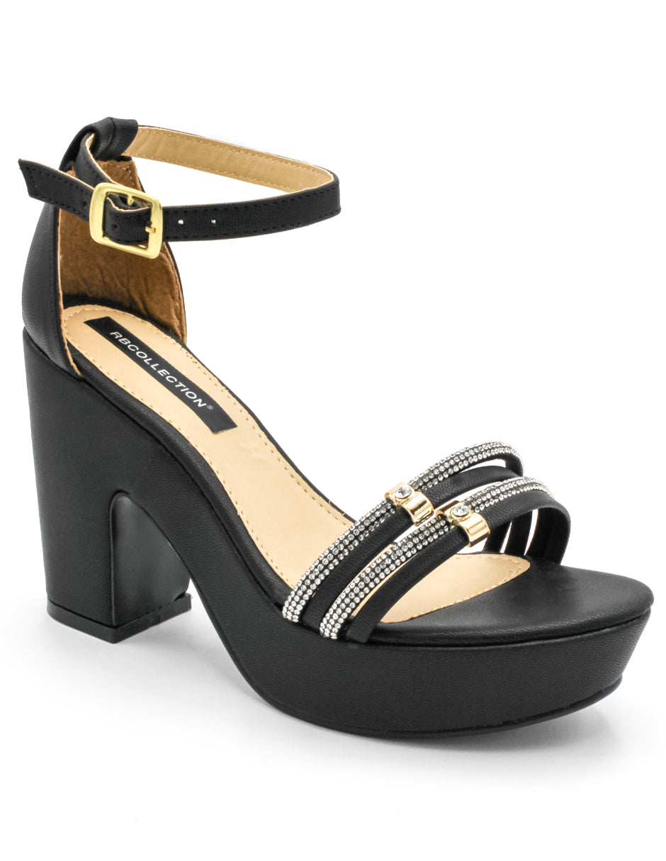 Sandalia con tacón Exterior Piel sintética Color Negro Para Mujer De RBCOLLECTION