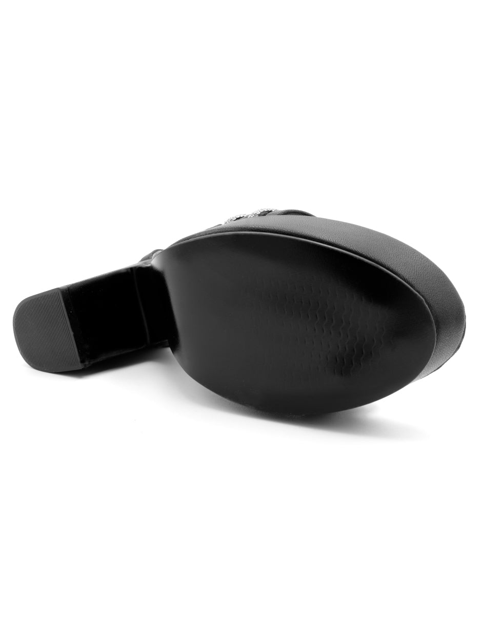 Sandalia con tacón Exterior Piel sintética Color Negro Para Mujer De RBCOLLECTION
