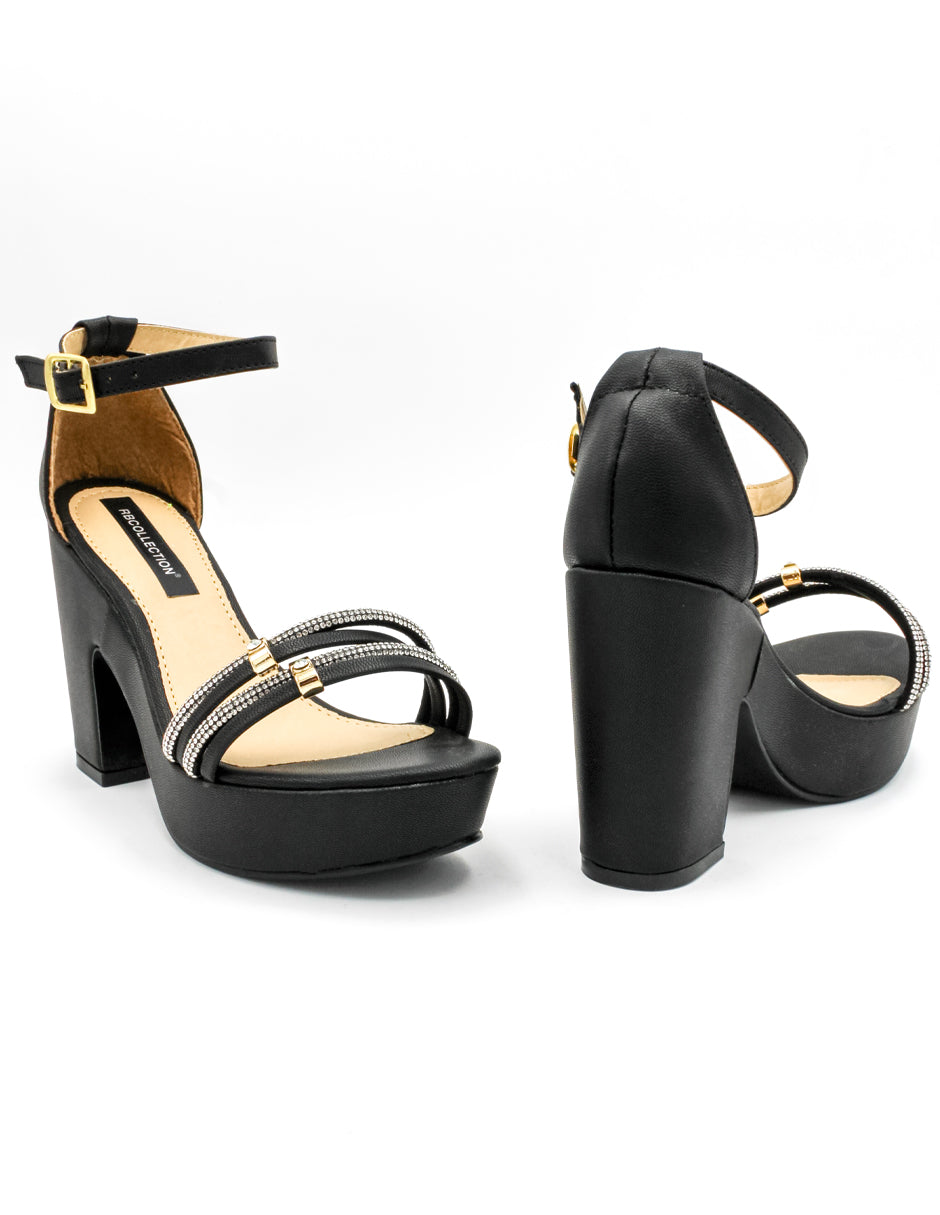 Sandalia con tacón Exterior Piel sintética Color Negro Para Mujer De RBCOLLECTION
