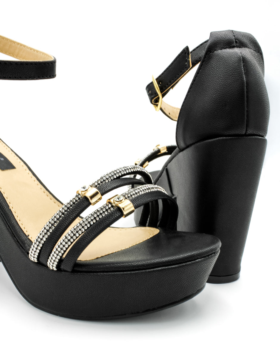 Sandalia con tacón Exterior Piel sintética Color Negro Para Mujer De RBCOLLECTION